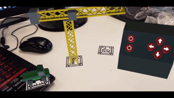 Unity crane app functioning in augmented reality