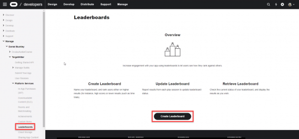 Oculus Leaderboards page